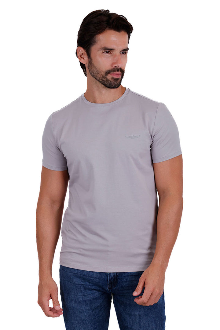 BARABAS Men's Basic Solid Color Crew-neck T-shirts ST933 Grey