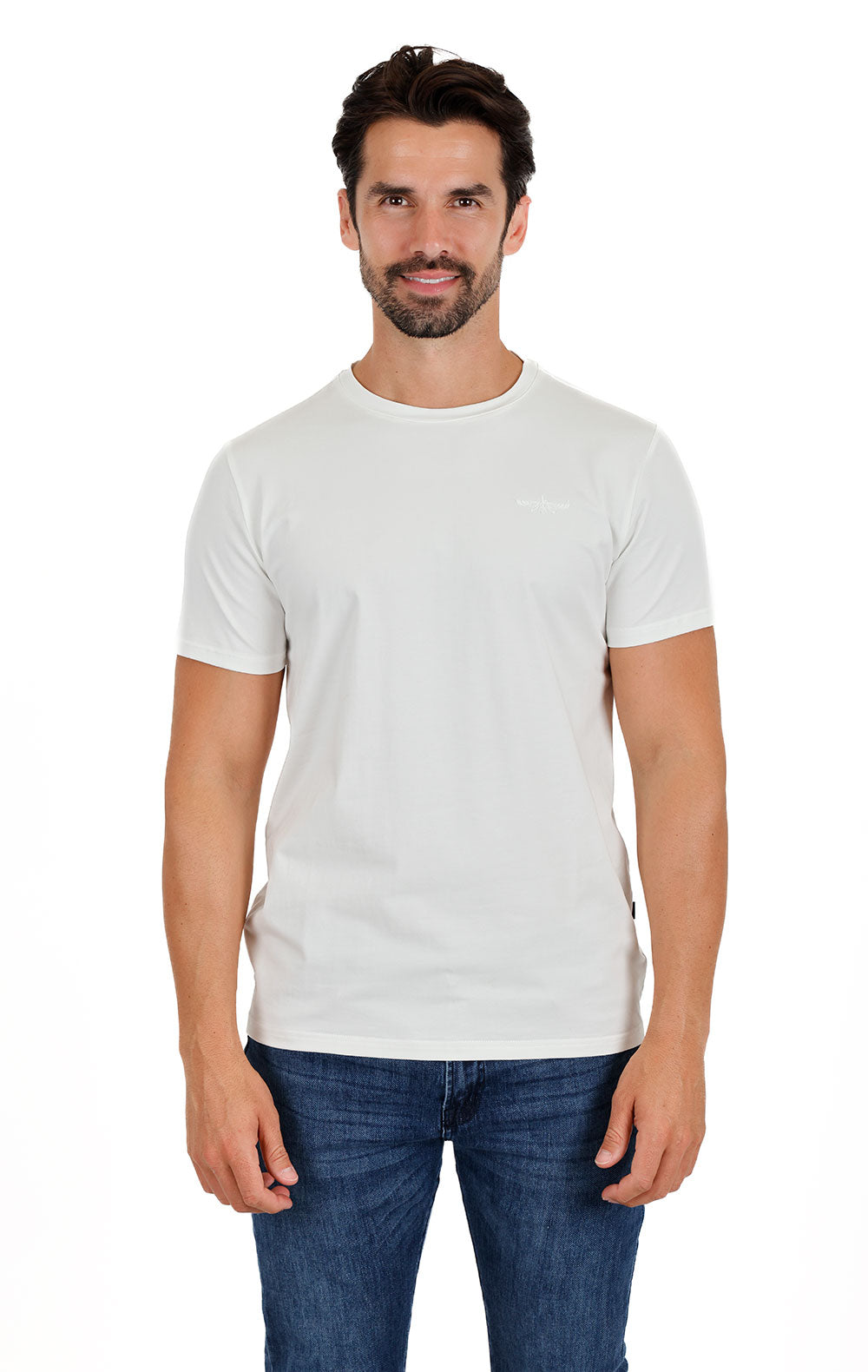 BARABAS Men's Basic Solid Color Crew-neck T-shirts ST933 White