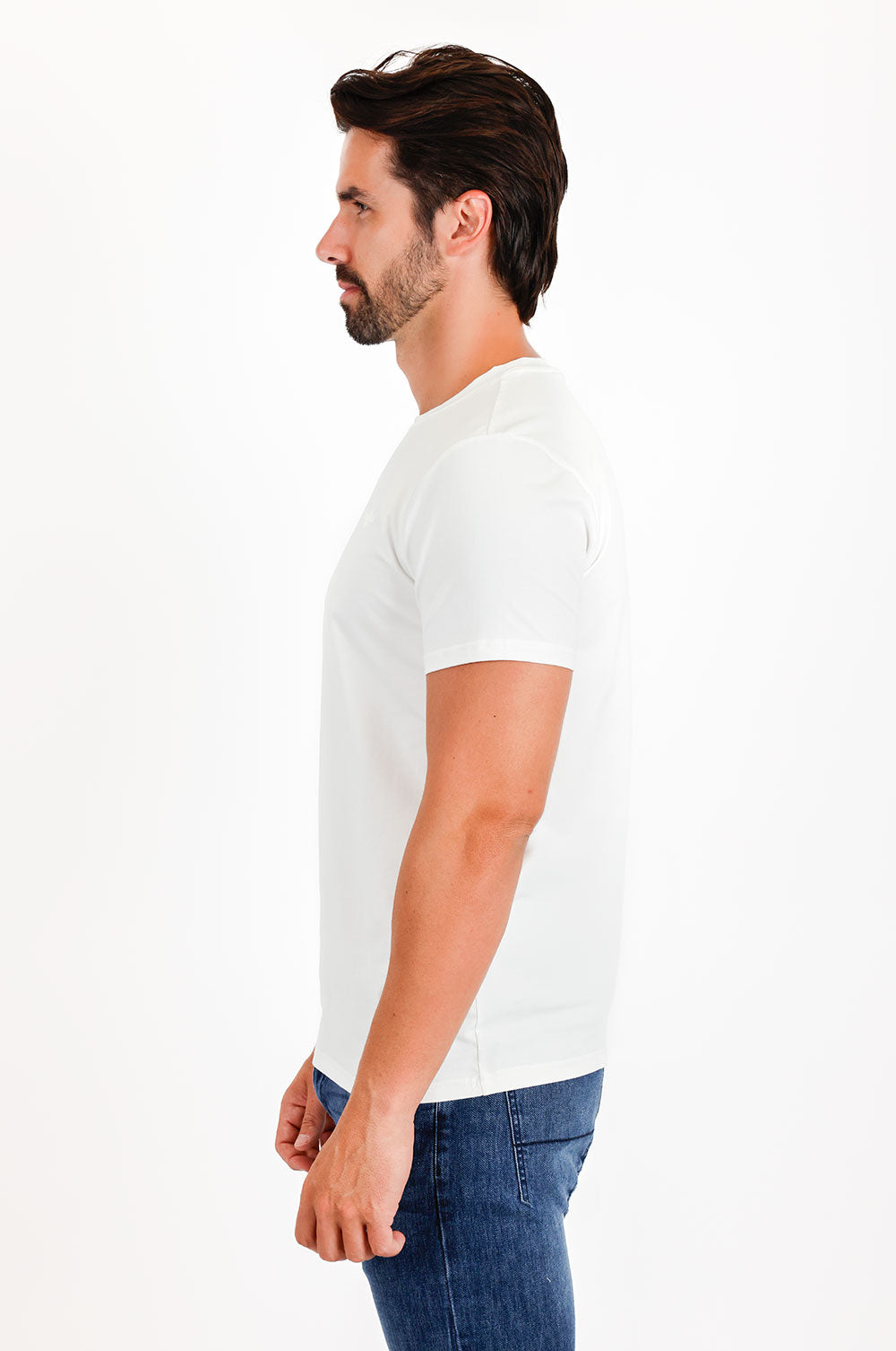 BARABAS Men's Basic Solid Color Crew-neck T-shirts ST933 White