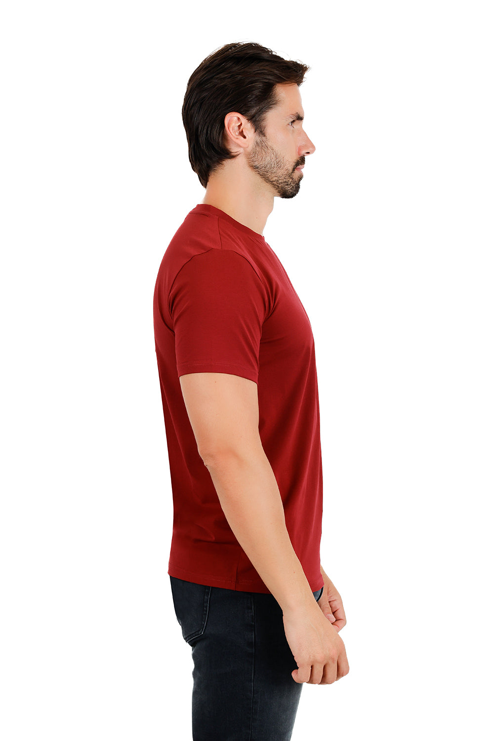 BARABAS Men's Basic Solid Color Premium Crew-Neck T-shirts ST933 Wine