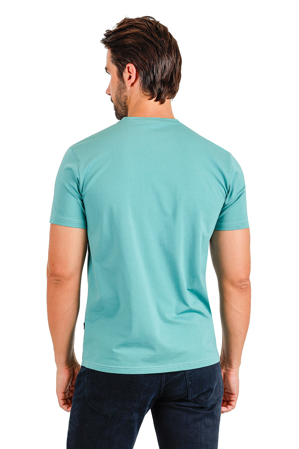 BARABAS Men's Solid Color V-neck T-shirts VTV216 Cayenne