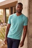 BARABAS Men's Solid Color V-neck T-shirts VTV216 #Color_Cyan