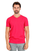 BARABAS Men's Solid Color V-neck T-shirts TV216 #Color_Fuchsia