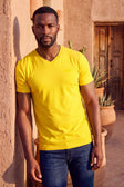 BARABAS Men's Solid Color V-neck T-shirts VTV216 #Color_Light Mustard