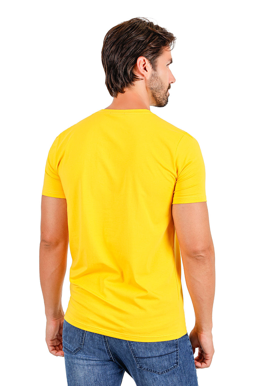 BARABAS Men's Solid Color V-neck T-shirts TV216 Mustard