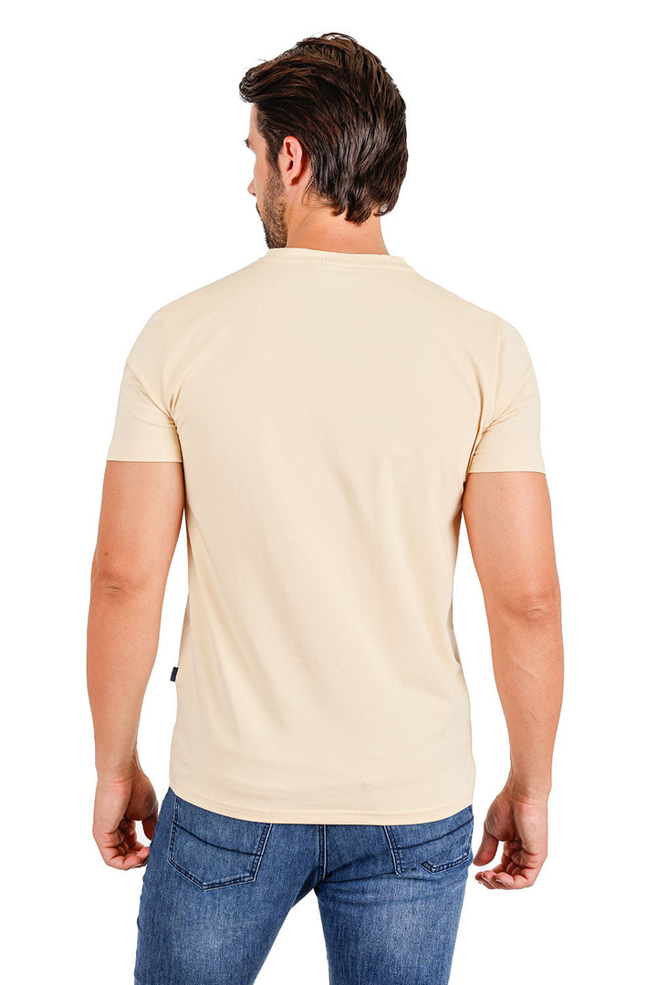 BARABAS Men's Basic Solid Color Premium V-neck T-shirts TV216  NATURAL 