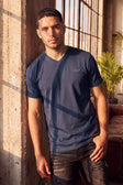 BARABAS Men's Solid Color V-neck T-shirts VTV216 #Color_Navy