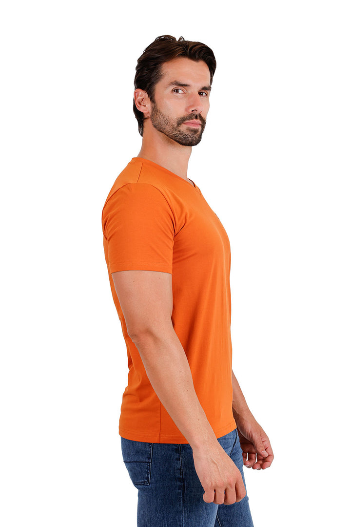 BARABAS Men's Solid Color V-neck T-shirts TV216 Rust