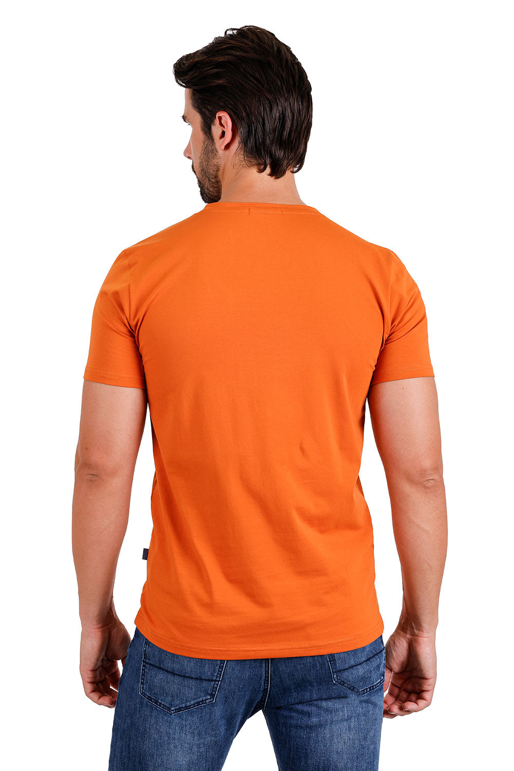 BARABAS Men's Solid Color V-neck T-shirts TV216 Rust