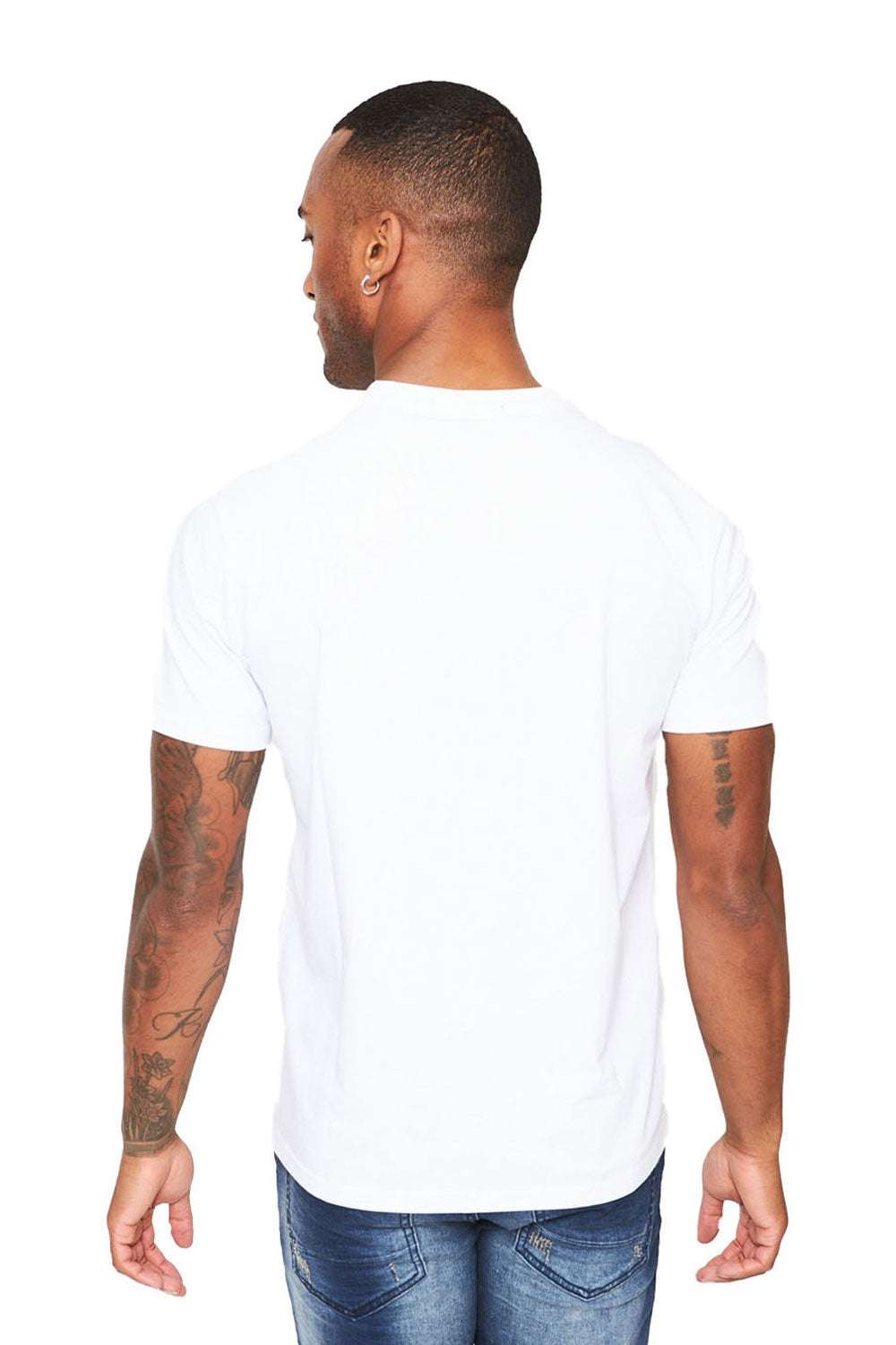BARABAS Men's Solid Color V-neck T-shirts VTV216 White
