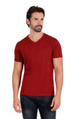 BARABAS Men's Basic Solid Color Premium V-neck T-shirts TV216 #Color_Wine
