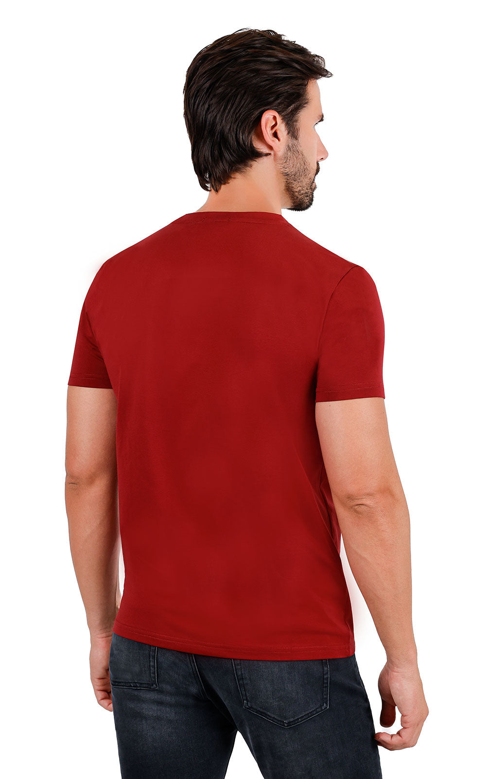 BARABAS Men's Basic Solid Color Premium V-neck T-shirts TV216  Wine 