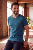 BARABAS Men's Solid Color V-neck T-shirts VTV216 #Color_Teal