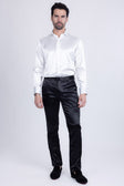 BARABAS Men's Solid Color Shiny Chino Pants VP1010 #Color_Black