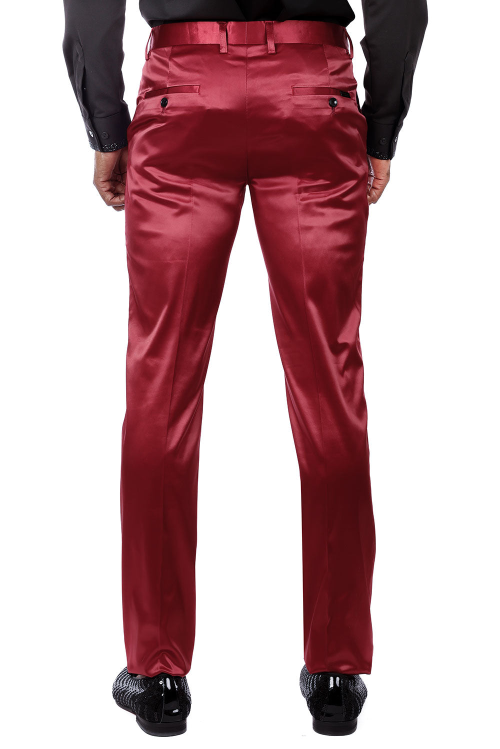 BARABAS Men's Solid Color Shiny Chino Pants VP1010 Red