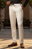 BARABAS Men's Solid Color Shiny Chino Pants VP1010 #Color_Cream