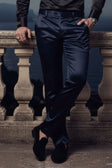BARABAS Men's Solid Color Shiny Chino Pants VP1010 #Color_Navy
