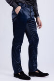 BARABAS Men's Solid Color Shiny Chino Pants VP1010 #Color_Navy