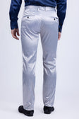 BARABAS Men's Solid Color Shiny Chino Pants VP1010 #Color_Silver