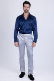 BARABAS Men's Solid Color Shiny Chino Pants VP1010 #Color_Silver