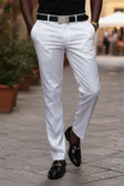 BARABAS Men's Solid Color Shiny Chino Pants VP1010 #Color_White