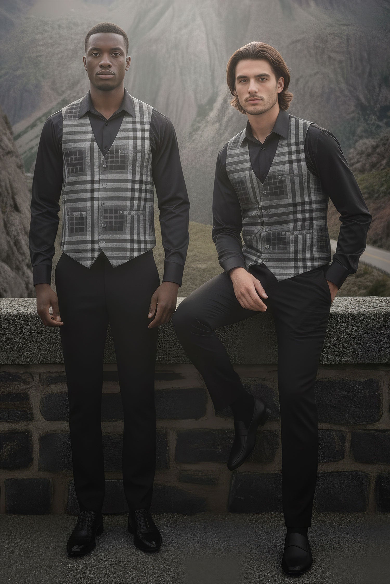 Barabas Men's Luxury Plaid Checkered Dress Slim Fit  Vests VP201 
