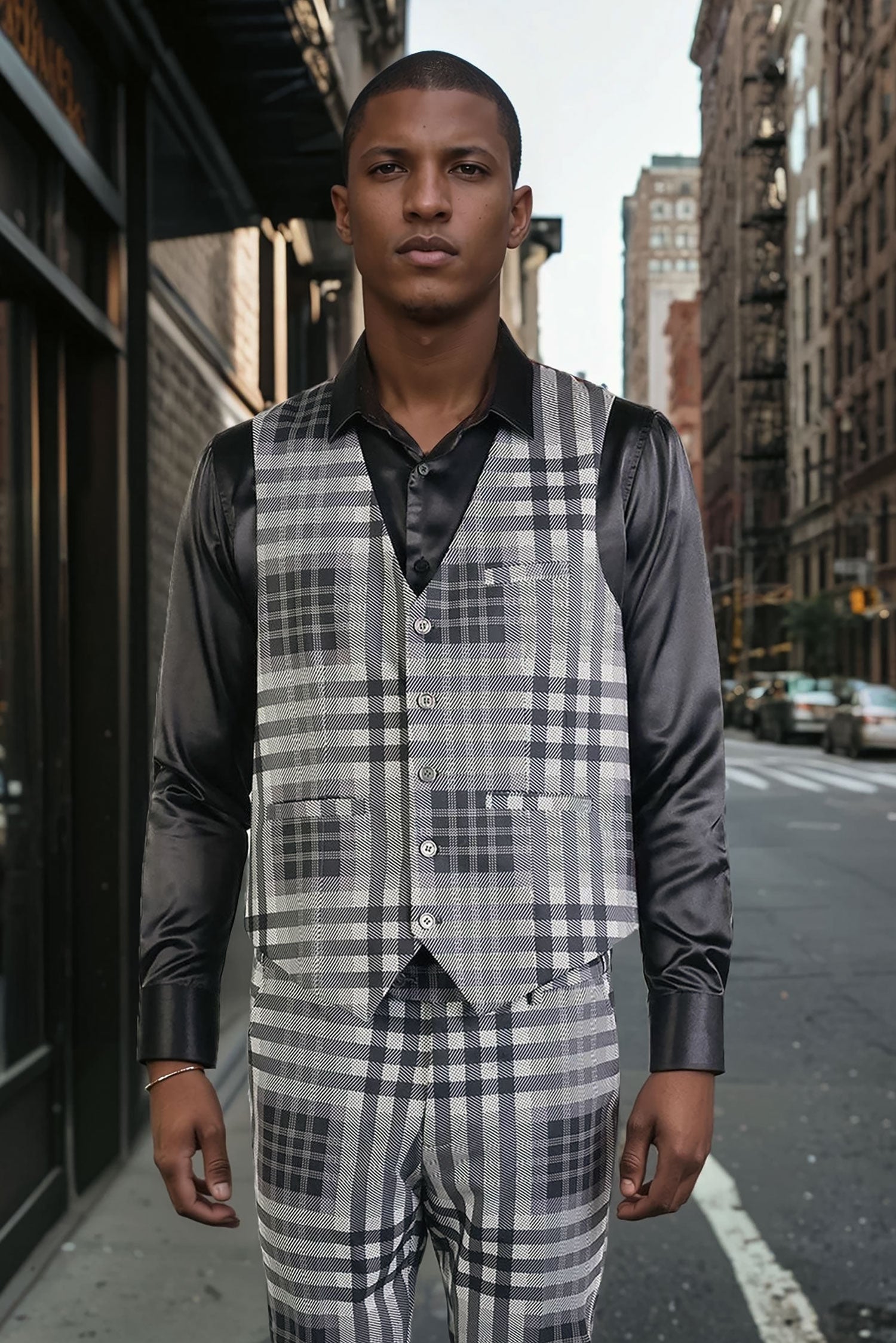 Barabas Men's Luxury Plaid Checkered Dress Slim Fit  Vests VP201 