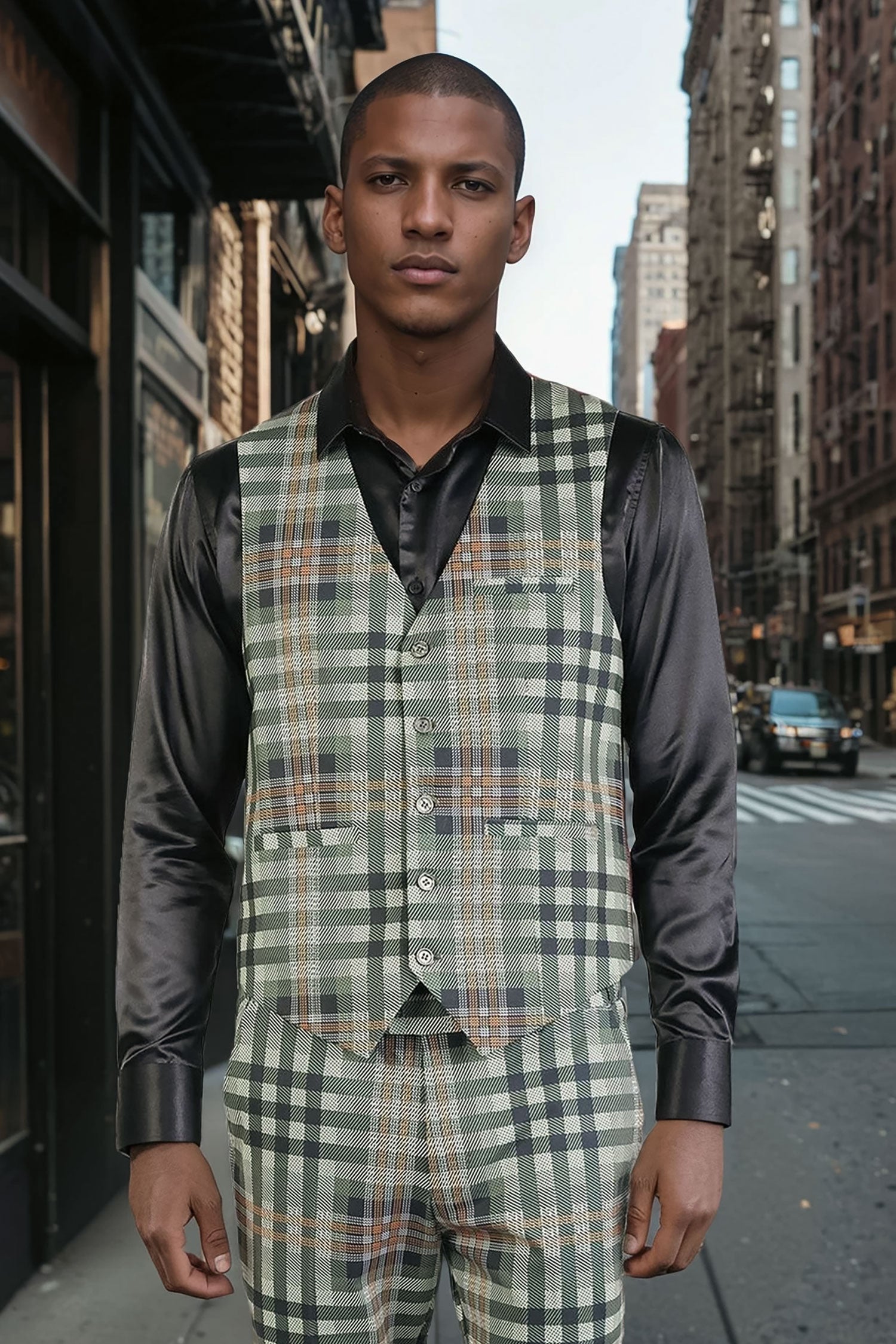 Barabas Men's Luxury Plaid Checkered Dress Slim Fit  Vests VP201 