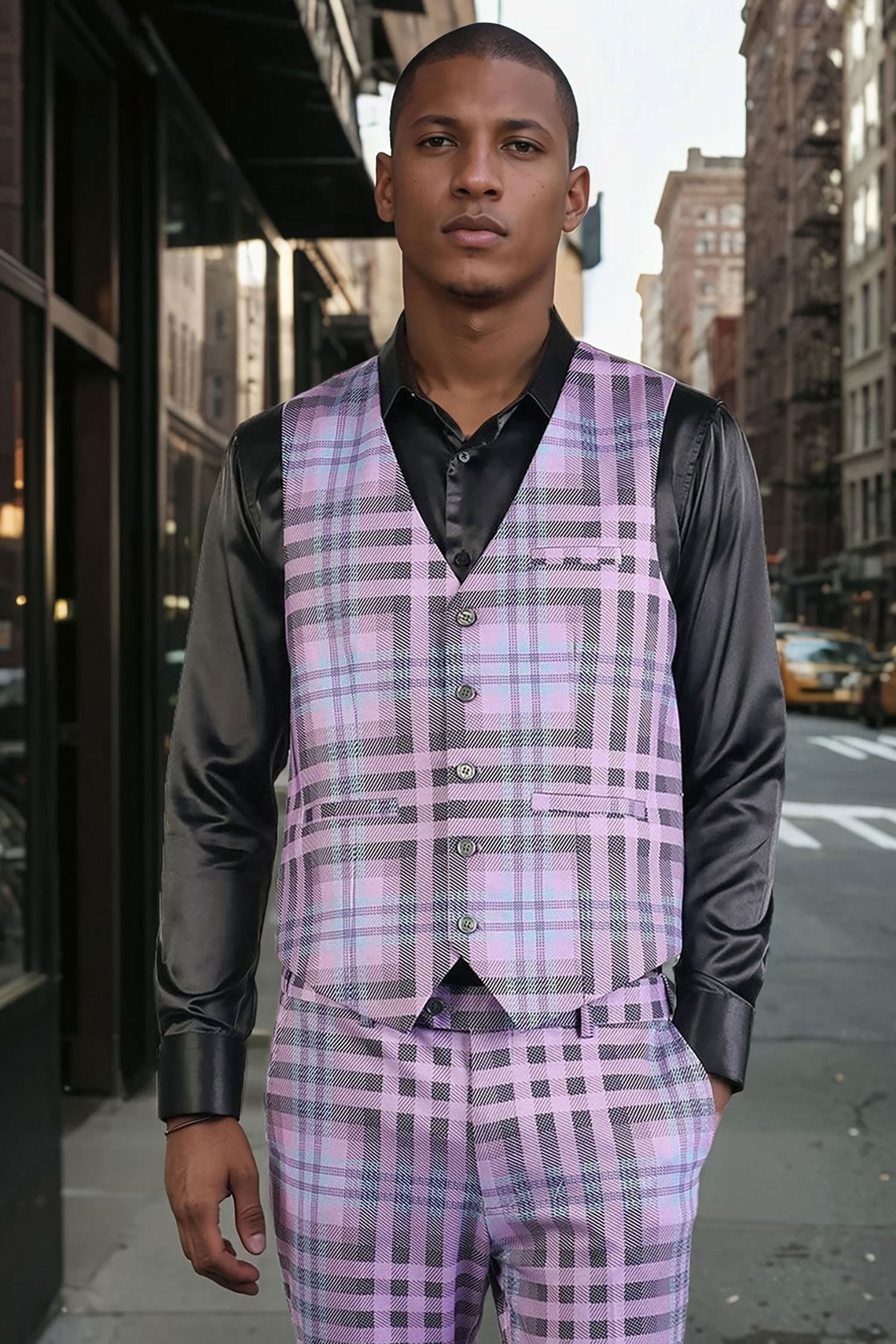 Barabas Men's Luxury Plaid Checkered Dress Slim Fit  Vests VP201 