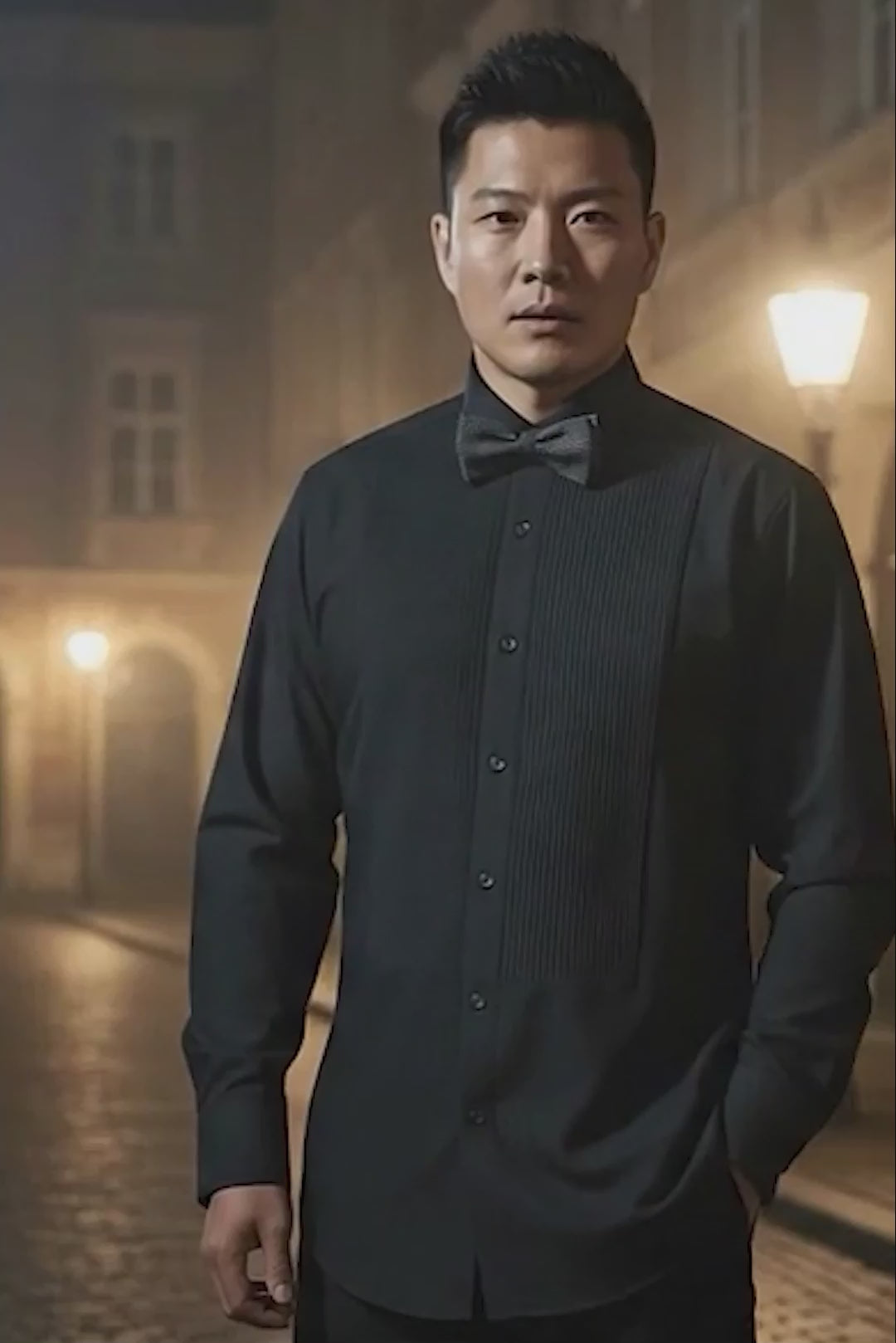 BARABAS Men's Tuxedo Wing Collar French Cuffs Long Sleeve Shirt 4txs02 Black