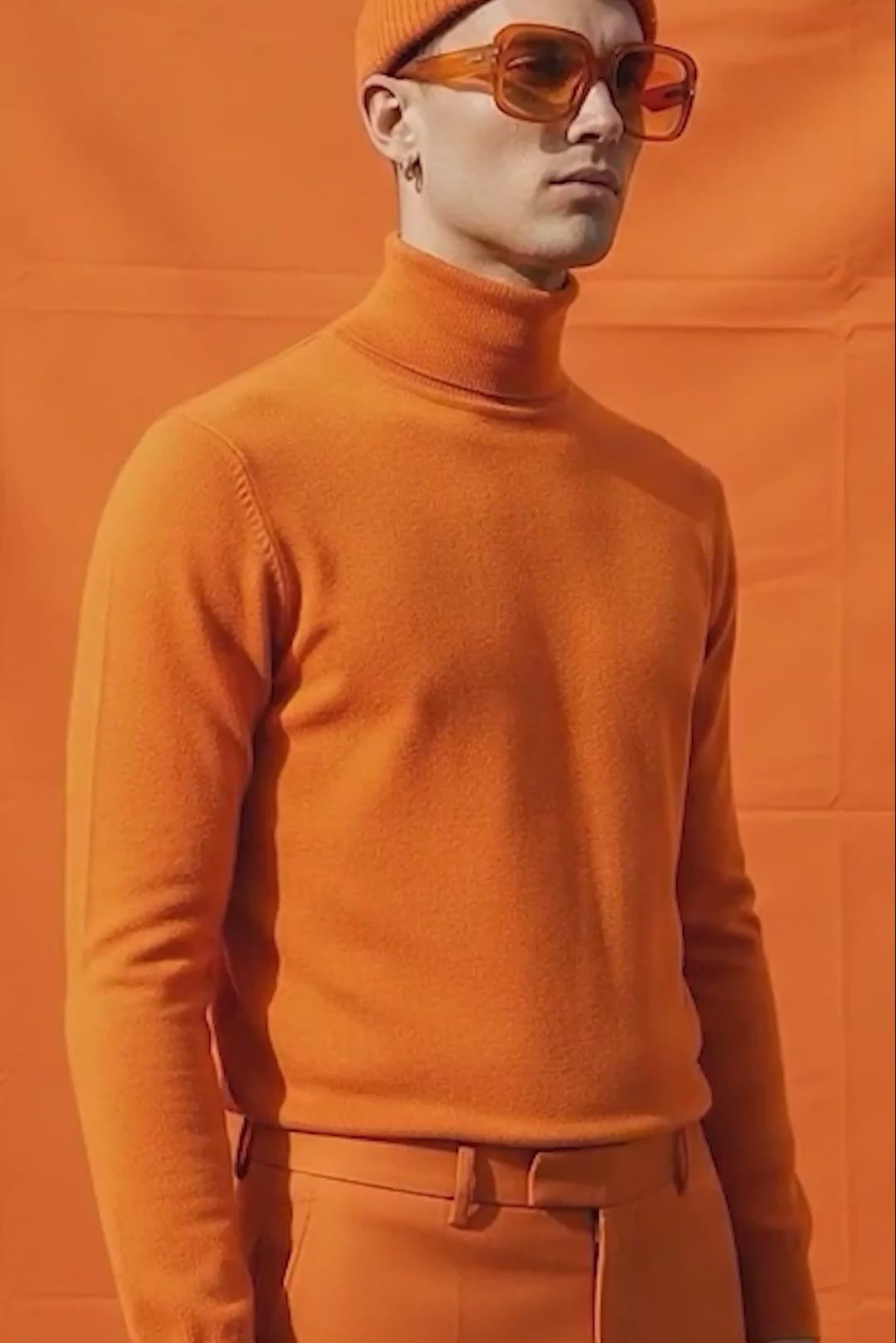 Men's Turtleneck Ribbed Solid Color Basic Sweater LS2100 