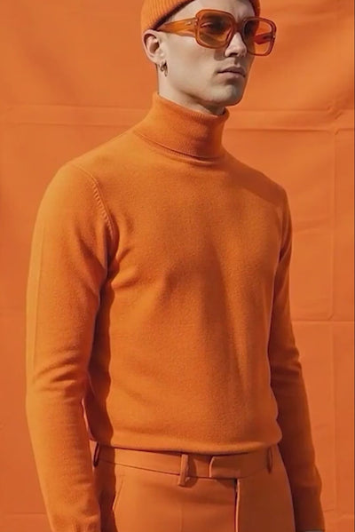 Men's Turtleneck Ribbed Solid Color Basic Sweater LS2100 