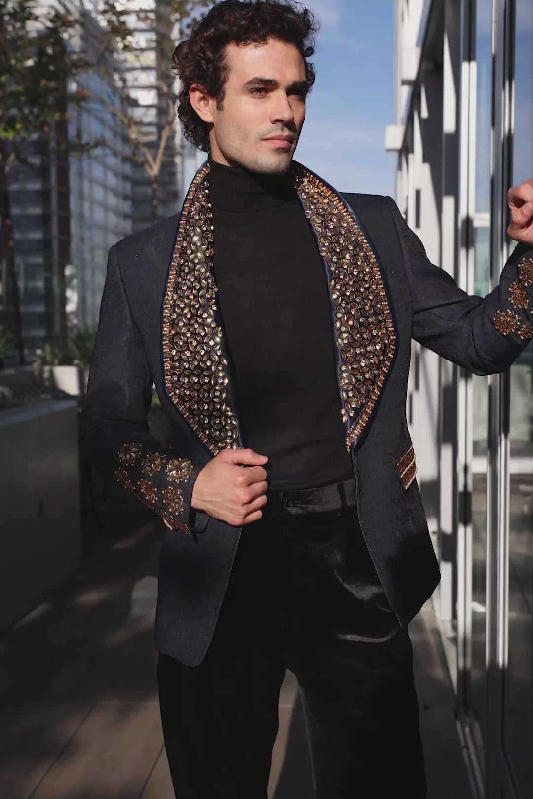 Barabas Elite Men's Rhinestone Luxury Shawl Collar Blazer 3EBL14 