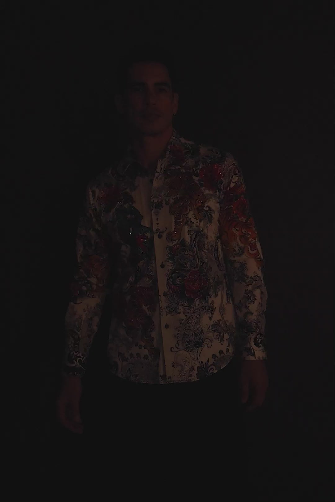 Barabas Men's Western Floral Vaqueros Design Long Sleeve Shirts 6SPR08 Violet Sky