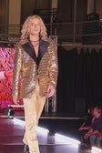 BARABAS Men's Linear Sequin Design Peak Lapel Shiny Blazer 4BLR34 #Color_Gold