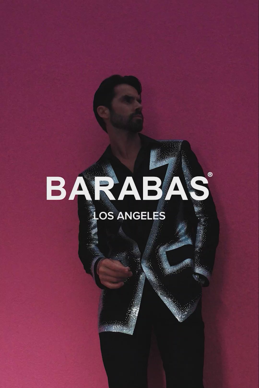 Barabas Men's Rhinestone Design Luxury Prom Collarless Blazer 5BL03 Black Silver