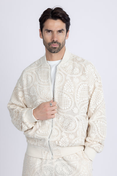 Barabas Men's Paisley Geometric Stretch Luxury Bomber Jacket 5BP02 Camel