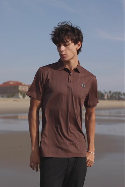Barabas Men's Solid Diamond Short Sleeve Stretch Polo Shirts 5P18 Coffee