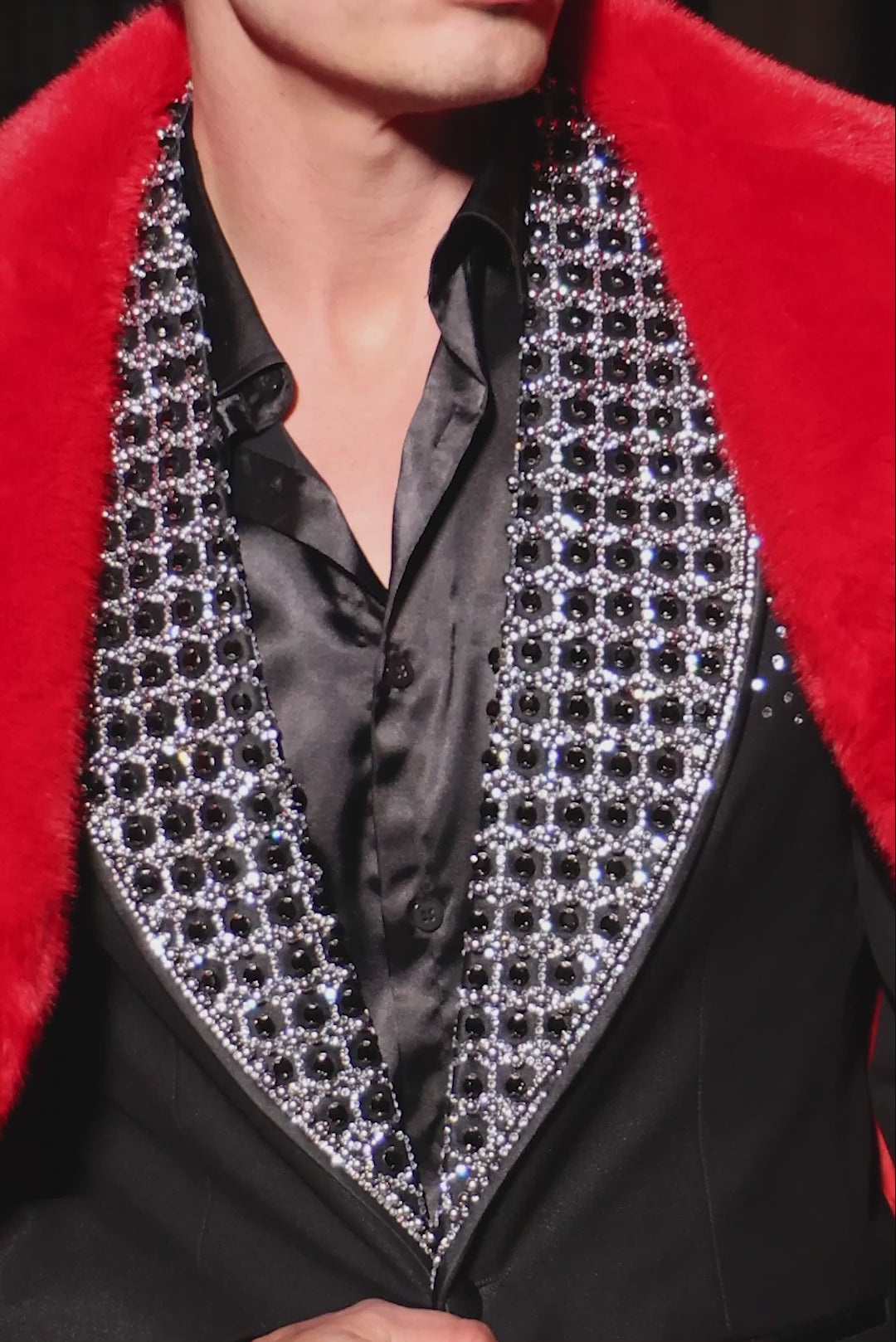 Barabas Men's Floral Pattern Rhinestone Shawl Lapel Blazer 4EBL46 Black Silver