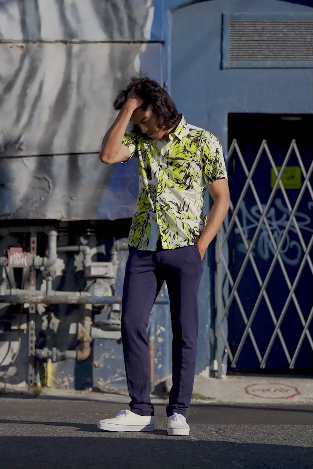 Barabas Men's Lion Printed Rhinestone Short Sleeve Shirt SSR18 Citron