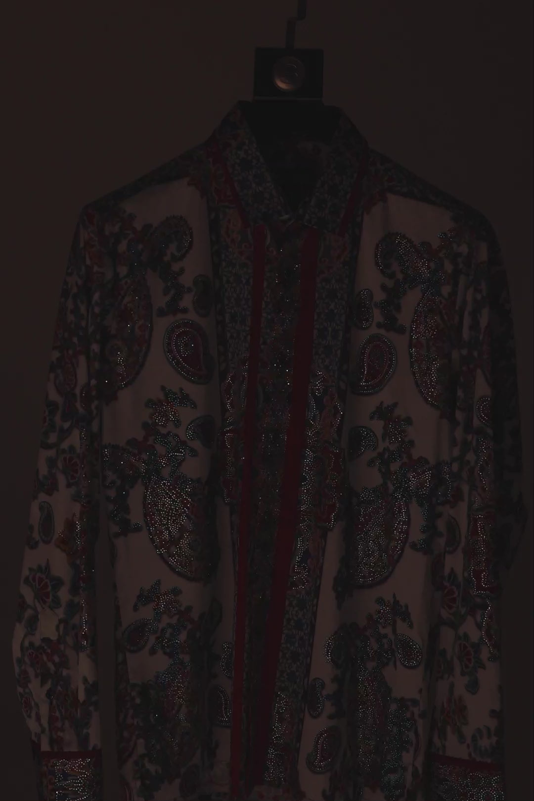 Men's Floral Paisley Rhinestone Long-Sleeve Shirt | BARABAS 6SPR11 