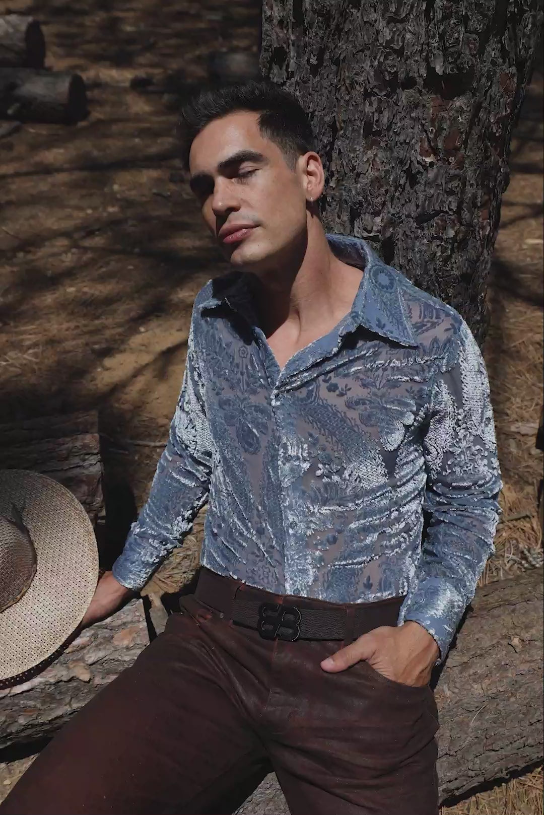 Barabas Men's See Through Floral Embroidered Baroque Shirt 6B02 Windsurfer