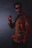 BARABAS Men's Rhinestone Tiger Floral Butterfly Luxury Shirt 2SPR224 Multi