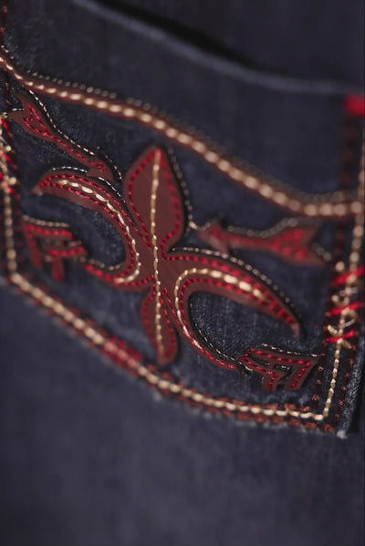 Men's Fleur Embroidered Western Long-Sleeve Shirt | BARABAS 6DWS01 Navy
