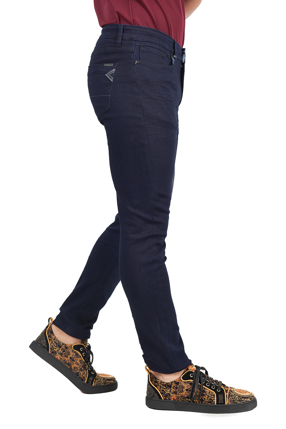 Barabas Men's Skinny Fit Classic Denim Solid Color Jeans 1700 Navy