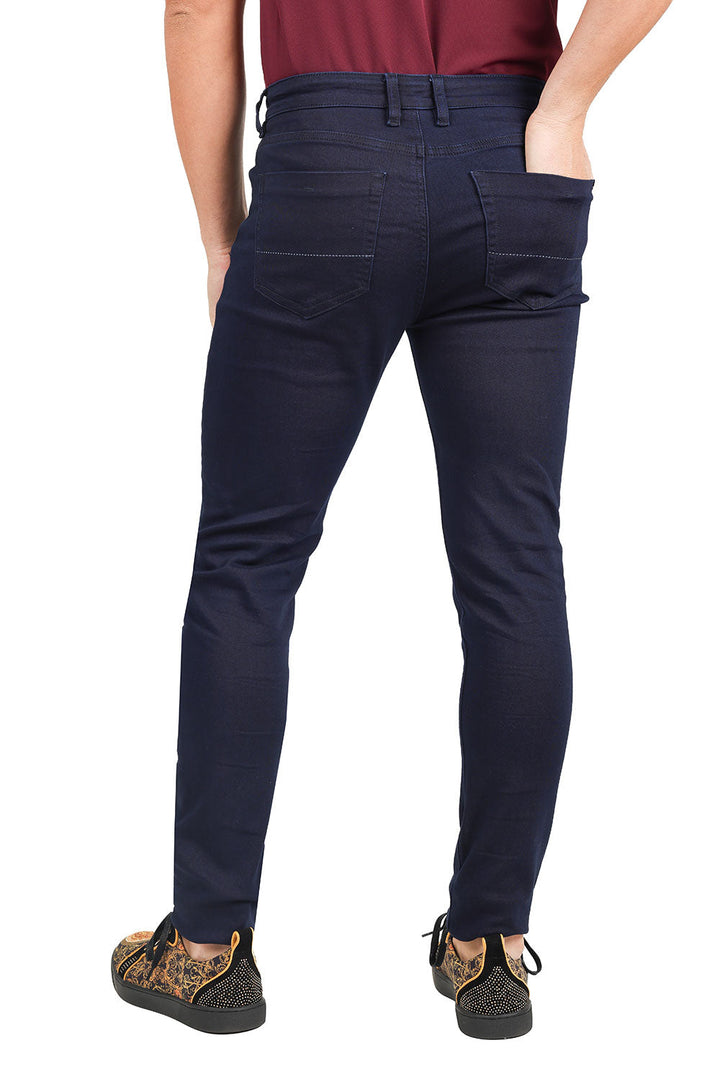 Barabas Men's Skinny Fit Classic Denim Solid Color Jeans 1700 Navy