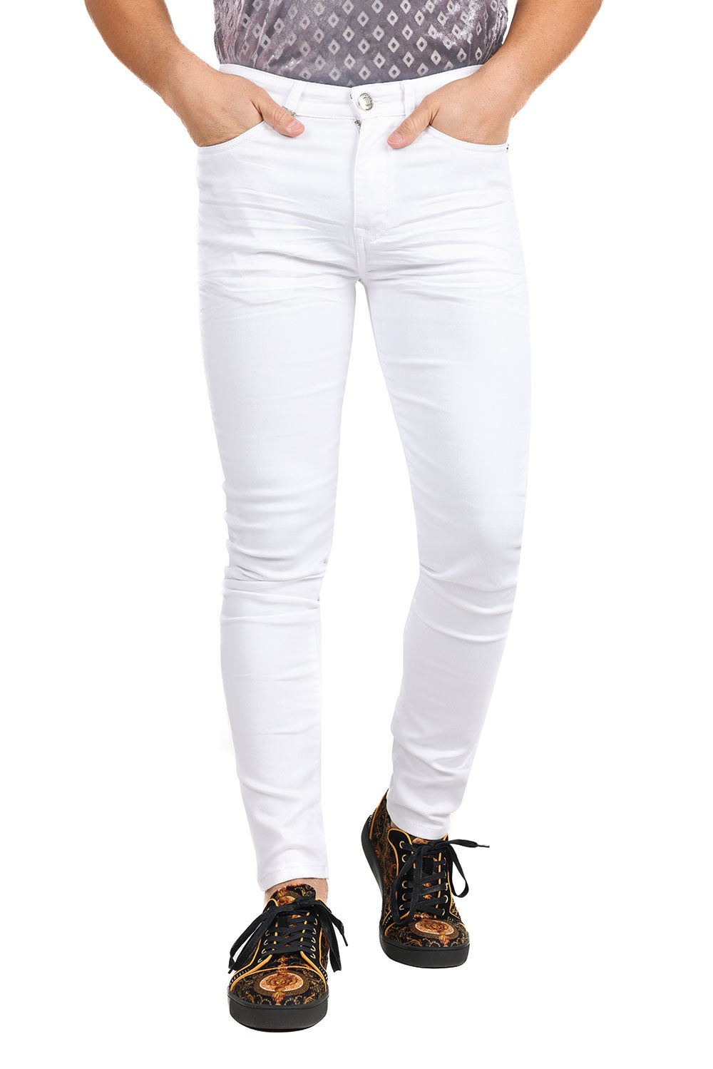 Barabas Men's Skinny Fit Classic Denim Solid Color Jeans 1700 White