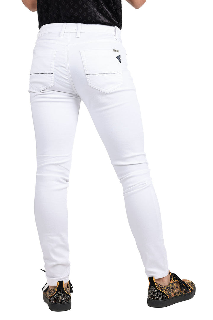 Barabas Men's Skinny Fit Classic Denim Solid Color Jeans 1700 White