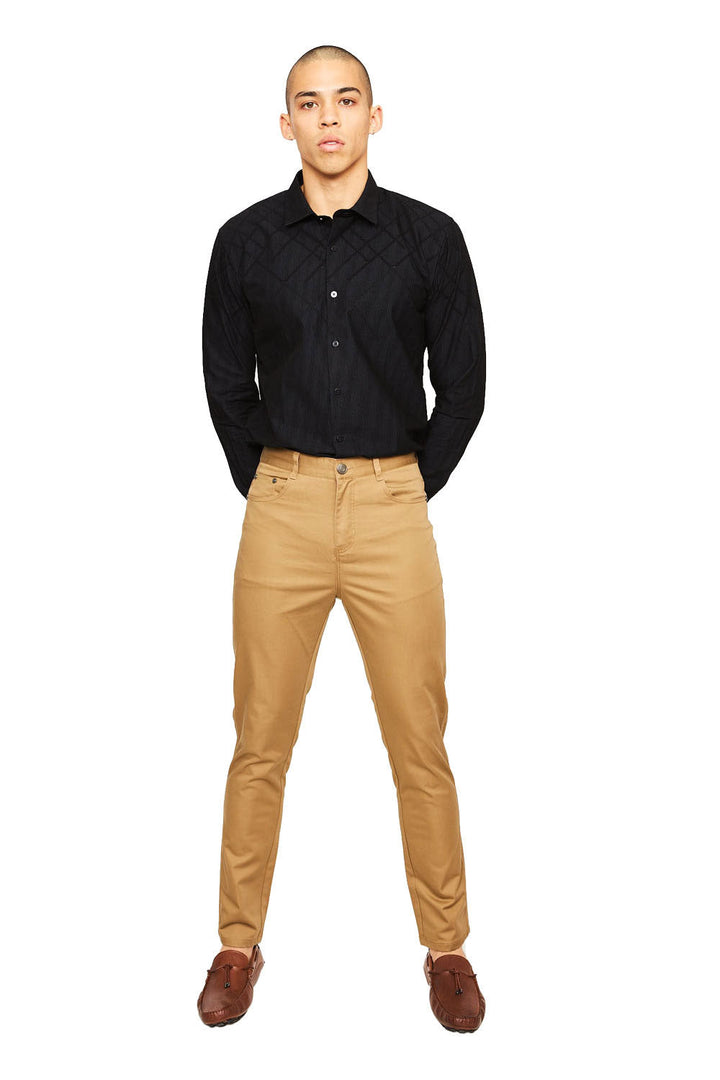 Barabas Men's Solid Color Front Button Fasten Classic Fit Pants B2073  COFFEE