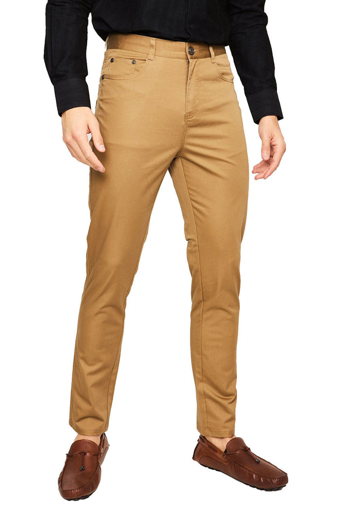 Barabas Men's Solid Color Front Button Fasten Classic Fit Pants B2073  COFFEE